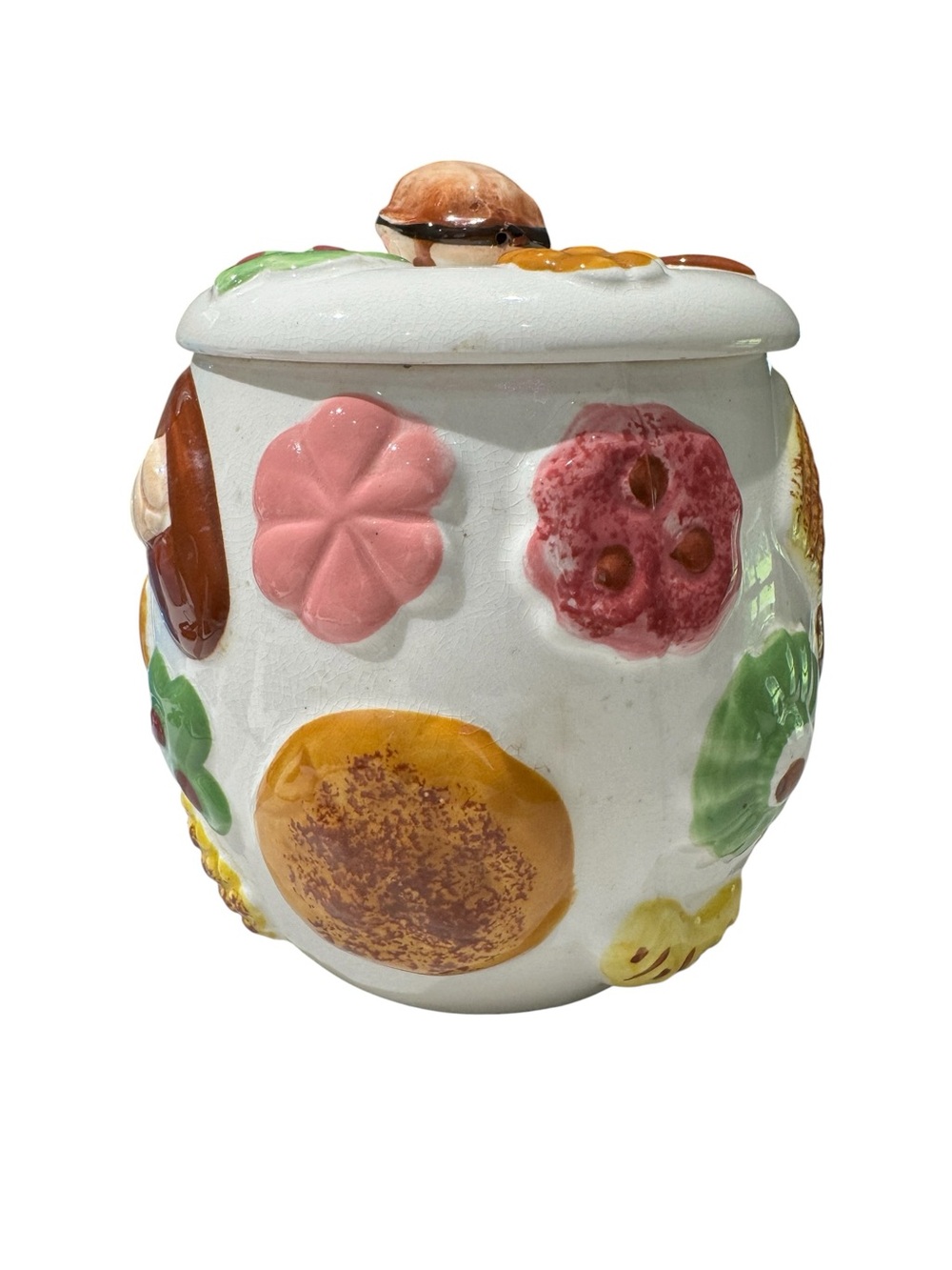 Vintage 1950s Napco "Cookies All Over" Cookie Jar with Walnut Shaped Lid Knob - Picture 3 of 15